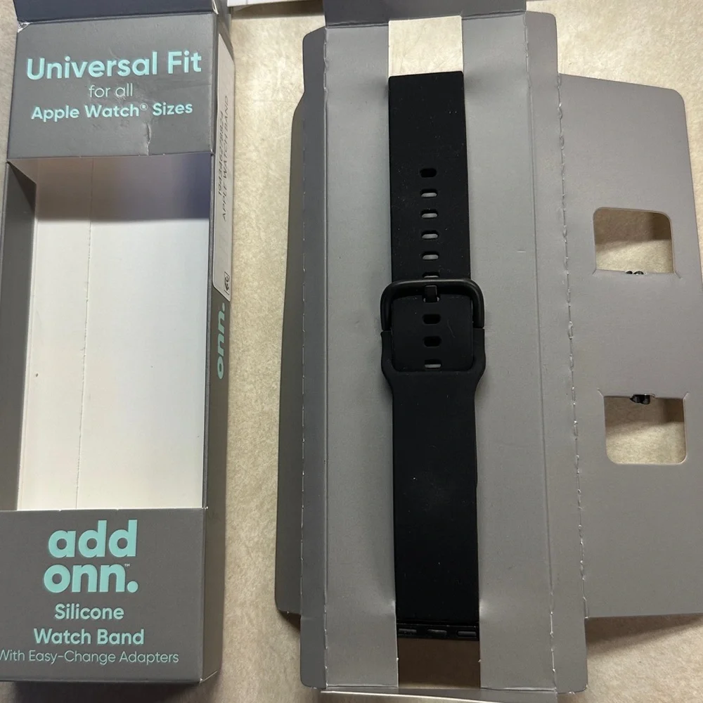 Add Onn. Universal Fit Black Silicone Watch Band New